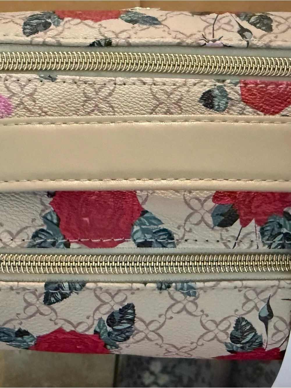 Nine West Floral Zip Pouch - Pink Red Cream